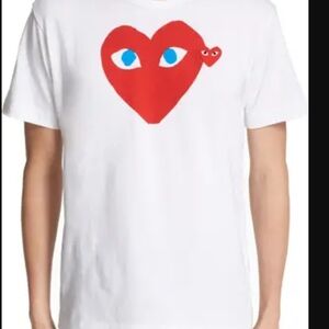 Comme des Garcons White Tee with Red Heart Graphic ,NWOT